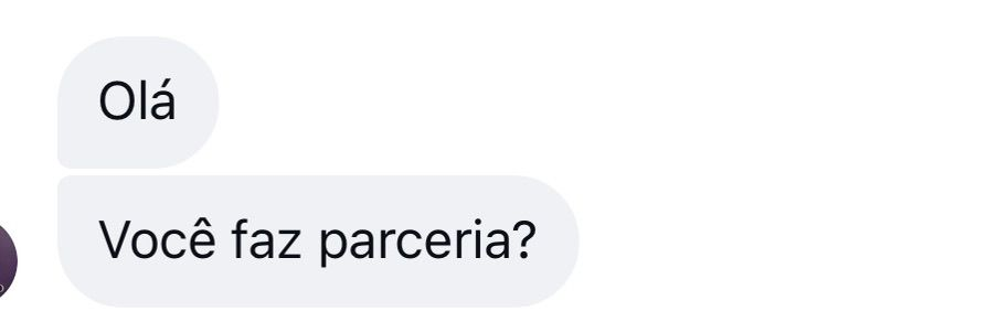 Mensagem de uma empresa perguntando se Samara faz parcerias