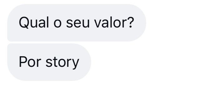 Empresa perguntando o valor de divulgação por Story
