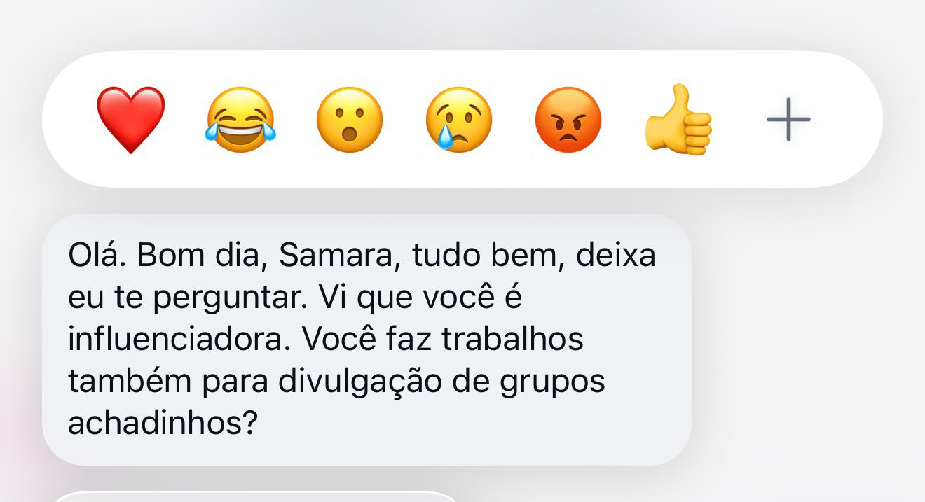 Empresa perguntando sobre divulgação de um grupo de achadinhos